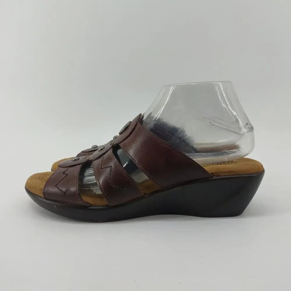 Walking Cradles Brown Leather Sandals Slides 9.5 - Picture 11 of 11